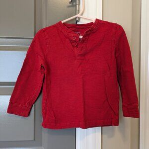 Red Primary Long-Sleeved Henley, size 2-3